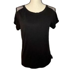 Fabletics Black Short Sleeve Mesh Sides Top Size S
